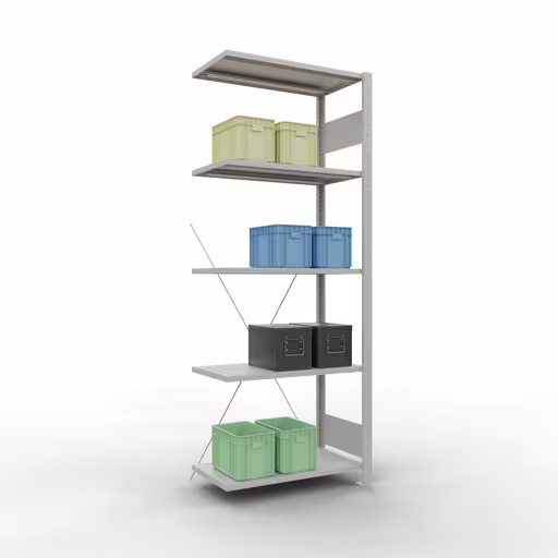 Image supplémentaire de l'article Tablette supplémentaire, étagère, système enfichable MULTIplus150, 2000 x 750 x 400 mm, 5 tablettes, traverse, RAL 7035 gris clair à partir de la tablette supplémentaire