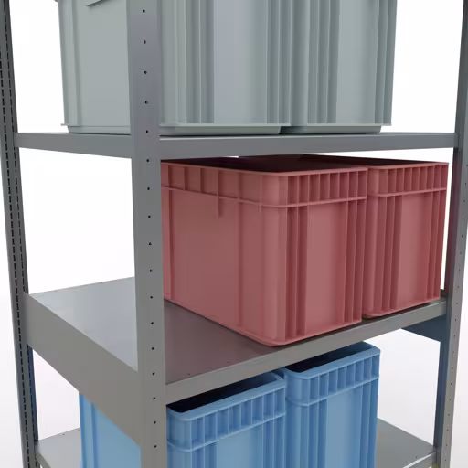 Scaffale base, scaffale, sistema a innesto MULTIplus250, 2500 x 1000 x 800 mm (AxLxP), 6 ripiani, barre longitudinali, zincato di Schulte Lagertechnik della categoria Sistema a innesto