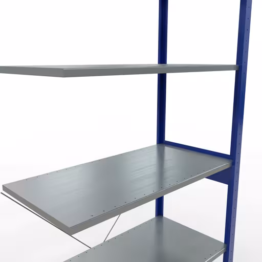 Scaffali aggiuntivi, scaffali, sistema a innesto MULTIplus150, 2500 x 1000 x 500 mm (AxLxP), 6 ripiani, traversa, RAL 5010/zincato di Schulte Lagertechnik della categoria Sistemi a innesto