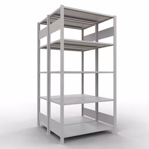 Image supplémentaire de l'article Étagère de base, étagère double, système d'étagères enfichable MULTIplus150, 2000 x 1000 x (2x500) mm, 2x5 étagères, RAL 7035 gris clair à partir d'étagères doubles