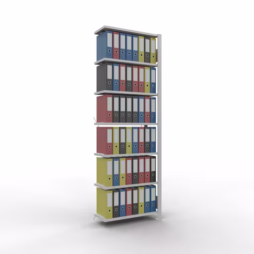 Produktbild Nr 13 des Artikels Anbauregal, Büro-Fachbodenregal Stecksystem MULTIplus85, 2300 x 750 x 300 mm (HxBxT), 7 Fachböden, Kreuzstrebe, ohne Anschlagleiste, lichtgrau Abbildung Nr 13 des Artikels Anbauregal, Büro-Fachbodenregal Stecksystem MULTIplus85, 2300 x 750 x 300 mm (HxBxT), 7 Fachböden, Kreuzstrebe, ohne Anschlagleiste, lichtgrau aus der Produktgruppe Büroregale von der Marke Schulte Lagertechnik