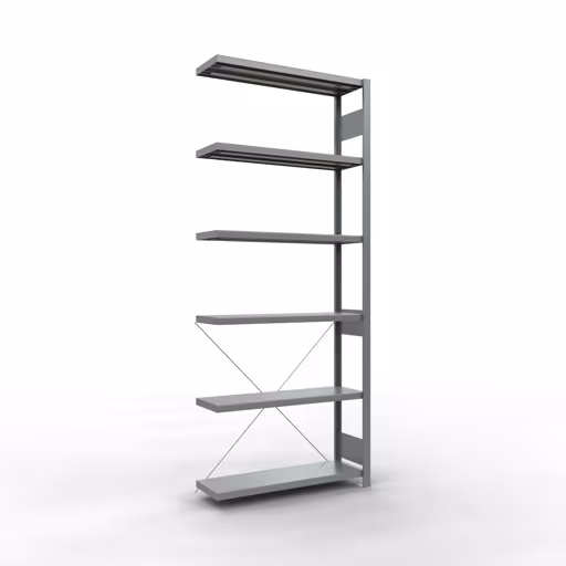 Rayonnage supplémentaire, étagère MULTIplus250, système enfichable, 2500 x 1000 x 300 mm (HxLxP), 6 tablettes, traverse, galvanisé, étagère supplémentaire, réf. 12936