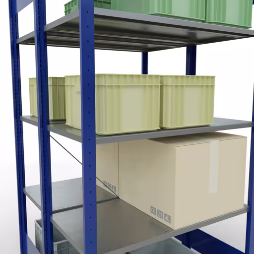 Scaffale base, scaffale doppio, sistema di scaffali MULTIplus150, 2000 x 1000 x (2x500) mm (AxLxP), 2x5 ripiani, traversa, RAL 5010 blu genziana di Schulte Lagertechnik dalla categoria scaffali