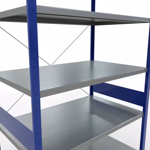 Figure n° 9 de l'article étagère de base, étagère, système enfichable MULTIplus250, 3000 x 1300 x 800 mm, 7 étagères, traverse, RAL 5010 bleu gentiane/galvanisé du groupe de produits système enfichable de Schulte Lagertechnik