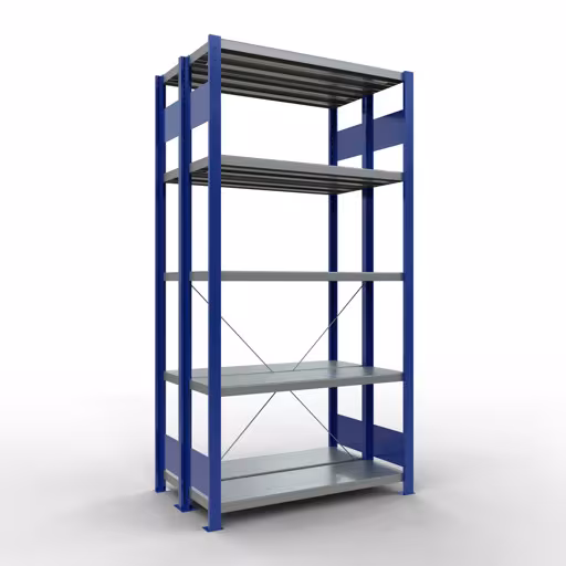 Figure n° 14 de l'article étagère de base, étagère double, système d'étagères enfichables MULTIplus250, 2000 x 1000 x (2x300) mm, 2x5 étagères, RAL 5010 bleu gentiane du groupe de produits étagères de la marque Schulte Lagertechnik