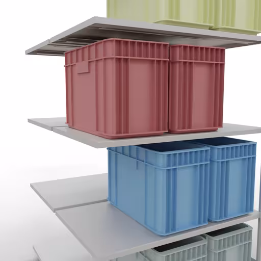 Une autre vue de l'article Tablette supplémentaire, tablette double, système d'étagères enfichables MULTIplus150, 2000 x 1000 x (2x600) mm (HxLxP), 2x5 tablettes, barres de longueur, RAL 7035 gris clair Une autre vue de l'article Étagère rapportée, étagère double, système d'étagère enfichable MULTIplus150, 2000 x 1000 x (2x600) mm, 2x5 étagères, RAL 7035 gris clair de la catégorie étagères