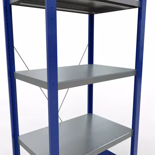 Scaffale base, scaffale, sistema a innesto MULTIplus250, 2000 x 750 x 500 mm (AxLxP), 5 ripiani, traversa, RAL 5010 blu genziana/zincato/zincato di Schulte Lagertechnik della categoria Sistema a innesto