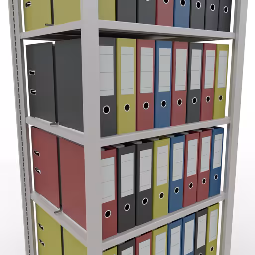 Figure n° 11 de l'article étagère de base, étagère de bureau, système enfichable MULTIplus150, 2300 x 750 x 600 mm, 7 étagères, avec butée centrale, gris clair de la gamme d'étagères de bureau de Schulte Lagertechnik