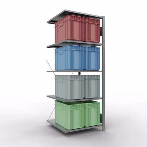 Zusatzbild des Artikels Anbauregal, Fachbodenregal Stecksystem MULTIplus150, 2000 x 750 x 800 mm (HxBxT), 5 Fachböden, Kreuzstrebe, verzinkt Zusatzbild des Artikels Anbauregal, Fachbodenregal Stecksystem MULTIplus150, 2000 x 750 x 800 mm (HxBxT), 5 Fachböden, Kreuzstrebe, verzinkt aus Anbauregal