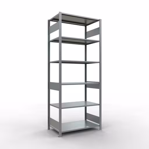 Représentation supplémentaire de l'article étagère de base, étagère à étagères, système enfichable MULTIplus150, 2500 x 1000 x 600 mm, 6 étagères, galvanisé à partir de l'étagère de base