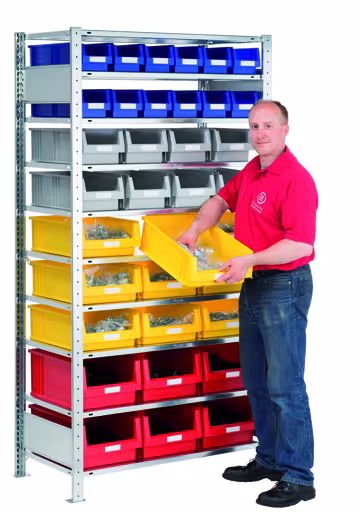 Un'altra vista dell'articolo Contenitore aperto, PxLxA 330x213x150 mm, rosso, polipropilene Un'altra vista dell'articolo contenitore a vista, PxLxA 330x213x150 mm, rosso, polipropilene della categoria Scaffali