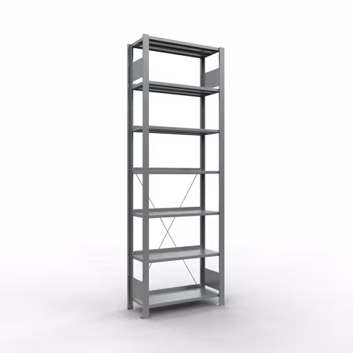 Figure n° 12 de l'article étagère de base, étagère de bureau, système enfichable MULTIplus85, 2300 x 750 x 300 mm, 7 étagères, galvanisées, avec barre d'arrêt du groupe de produits étagères de bureau de la marque Schulte Lagertechnik