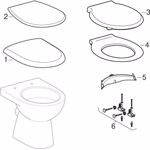 Geberit Renova, WC au sol, chasse d'eau profonde, sortie horizontale, forme partiellement fermée, profondeur : 49cm, blanc
