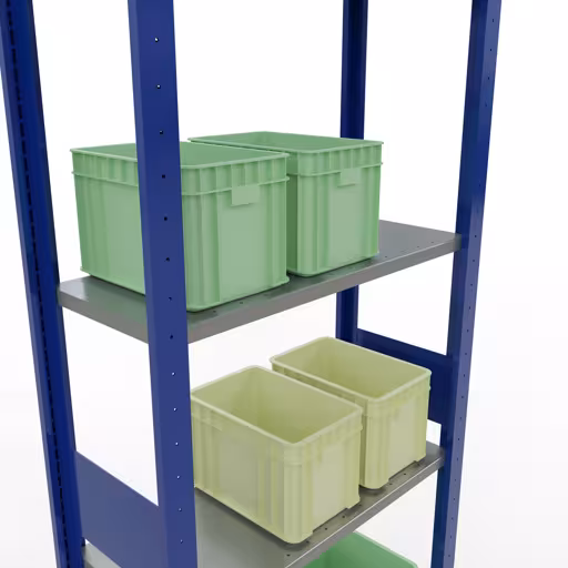 Étagère de base, étagère, système enfichable MULTIplus150, 3000 x 750 x 300 mm, 7 étagères, RAL 5010 bleu gentiane/galvanisé/galvanisé de la catégorie d'étagères de base avec le GTIN 4004514279620 Étagère de base, étagère, système enfichable MULTIplus150, 3000 x 750 x 300 mm, 7 étagères, RAL 5010 bleu gentiane/galvanisé/galvanisé de la marque Schulte Lagertechnik de la gamme de produits du système enfichable