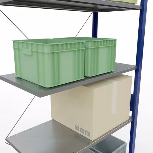 Figure n° 13 de l'article étagère complémentaire, étagère à étagères, système enfichable MULTIplus85, 3000 x 1000 x 500 mm, 7 étagères, traverse, RAL 5010 bleu gentiane du groupe de produits système enfichable de la marque Schulte Lagertechnik
