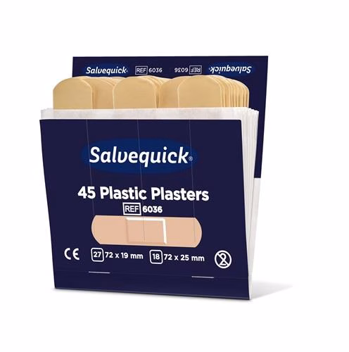 Pflasterstrips Salvequick wasserfest 6 Nachfüllpack je 45 Stück SALVEQUICK