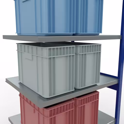 Image du produit n° 15 de l'article Rayonnage complémentaire, rayonnage à étagères, système enfichable MULTIplus330, 2500 x 1000 x 800 mm, 6 étagères, traverse, RAL 5010 bleu gentiane/galvanisé Figure n° 15 de l'article, système d'étagères MULTIplus330, système enfichable, 2500 x 1000 x 800 mm, 6 étagères, RAL 5010 bleu gentiane/galvanisé du groupe de produits système enfichable de Schulte Lagertechnik