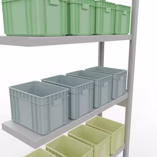 Scaffali aggiuntivi, scaffali, sistema a innesto MULTIplus250, 2500 x 1000 x 300 mm (AxLxP), 6 ripiani, barre longitudinali, RAL 7035 grigio chiaro di Schulte Lagertechnik dalla categoria Sistemi a innesto