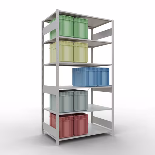 Étagère de base système enfichable 2500x1300x800 mm, type 150 kg, gris clair avec numéro d'article. 32681-130 Étagère de base du système enfichable 2500x1300x800 mm, type 150 kg, gris clair de Schulte Lagertechnik de la catégorie du système enfichable