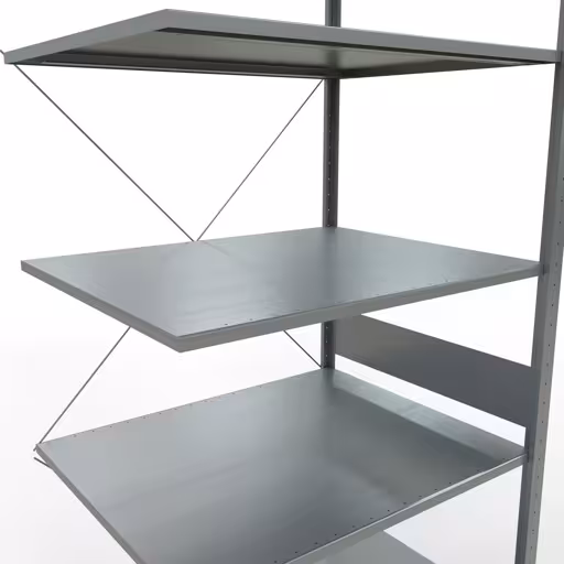 Anbauregal, Fachbodenregal Stecksystem MULTIplus150, 3000 x 1000 x 800 mm (HxBxT), 7 Fachböden, Kreuzstrebe, verzinkt von Schulte Lagertechnik aus der Kategorie Stecksystem