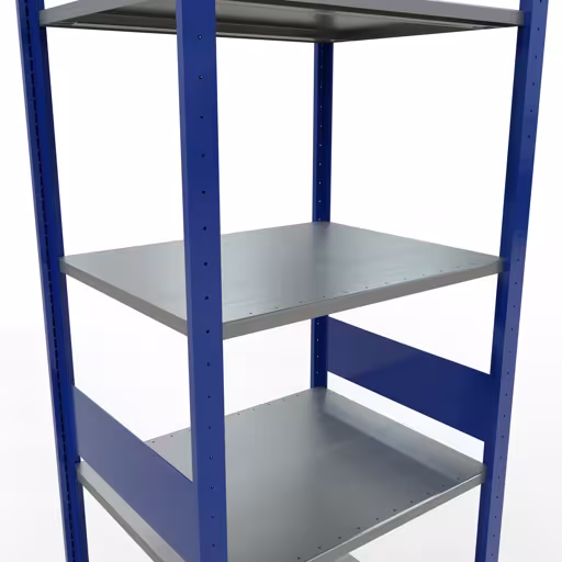 Étagère de base, étagère, système enfichable MULTIplus150, 3000 x 750 x 600 mm, 7 étagères, RAL 5010 bleu gentiane/galvanisé/galvanisé de Schulte Lagertechnik de la catégorie système enfichable