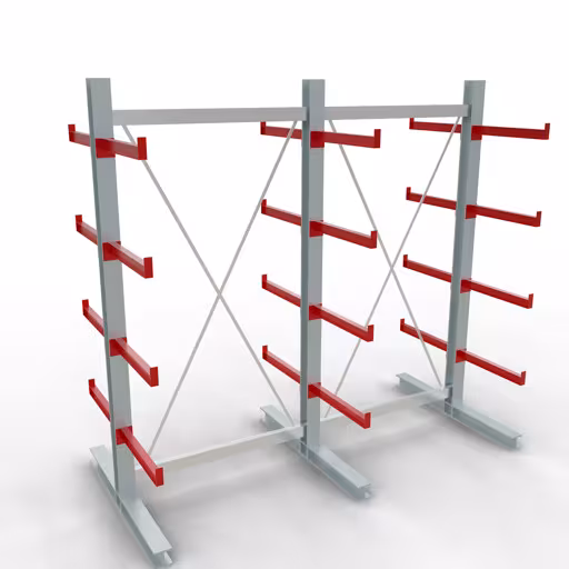 Figura n. 8 dell'articolo Scaffale completo K 3000, bifronte, 2500 x 2600 x 600 mm, RAL 7001 / RAL 3000, 5 livelli di stoccaggio del gruppo di prodotti scaffalature cantilever della marca Schulte Lagertechnik