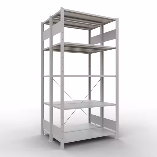 Figure n° 9 de l'article étagère de base, étagère double, système d'étagères MULTIplus150, 2000 x 1000 x (2x400) mm, 2x5 étagères, gris clair RAL 7035 du groupe de produits étagères de Schulte Lagertechnik
