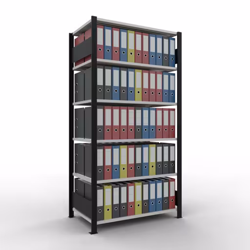 , étagère de bureau, système enfichable MULTIplus150, 2000 x 1000 x 600 mm, 6 étagères, barres de longueur, noir/gris clair de Schulte Lagertechnik avec la référence . 36061-S