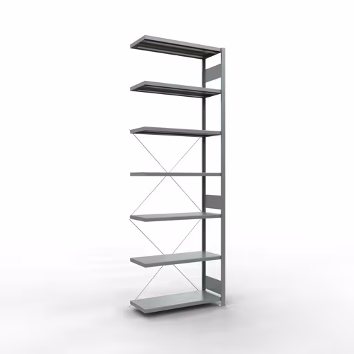 Scaffali aggiuntivi, scaffali, sistema a innesto MULTIplus250, 3000 x 1000 x 400 mm (AxLxP), 7 ripiani, traversa, zincato di Schulte Lagertechnik della categoria Sistemi a innesto