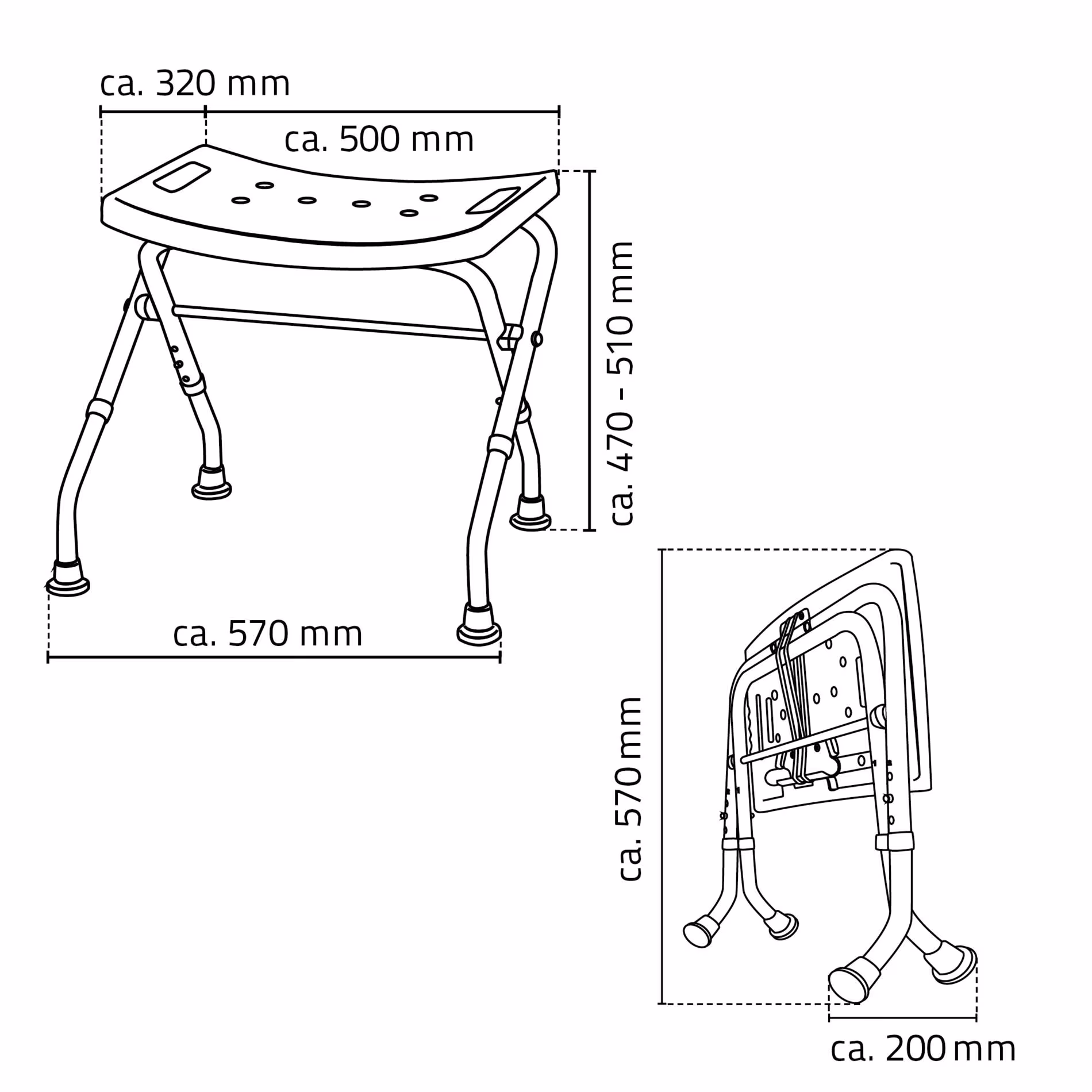 Immagine aggiuntiva dell'articolo sgabello da bagno Sam, bianco, pieghevole, regolabile in altezza composto da sgabelli, sedie, sgabelli