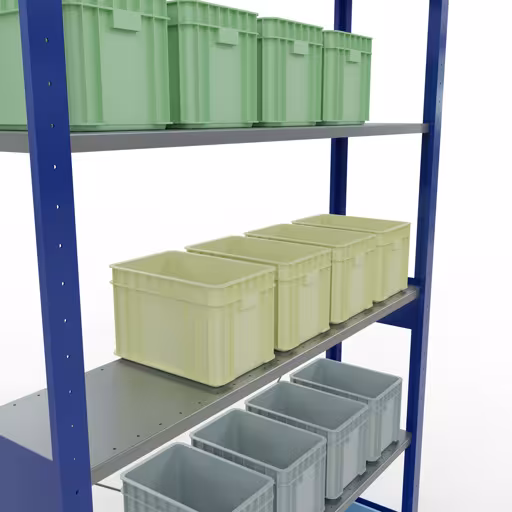Étagère de base, étagère, système enfichable MULTIplus150, 2500 x 1300 x 300 mm, 6 étagères, traverse, RAL 5010 bleu gentiane/galvanisé de la marque Schulte Lagertechnik de la gamme de produits du système enfichable