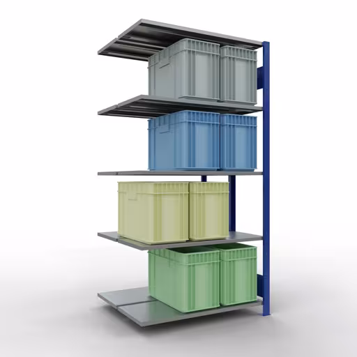 Rayonnage supplémentaire, rayonnage double, système d'étagères MULTIplus150, 2000 x 1000 x (2x400) mm, 2x5 étagères, RAL 5010 bleu gentiane de la marque Schulte Lagertechnik de la gamme de produits d'étagères