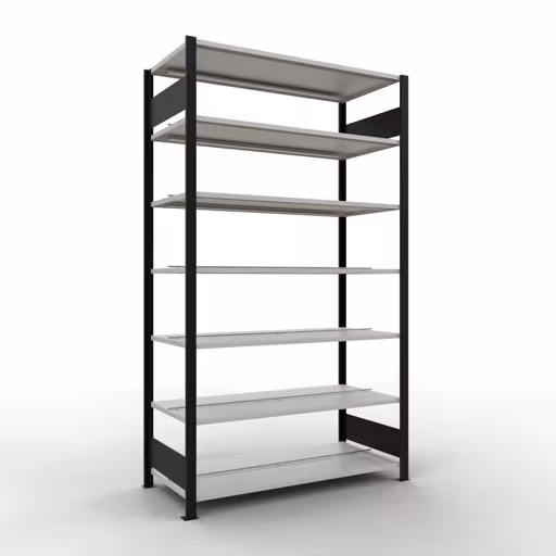 Figura n. 13 dell'articolo scaffale base, scaffale per ufficio, sistema a innesto MULTIplus150, 2300 x 1300 x 600 mm, 7 ripiani, nero/grigio chiaro del gruppo di prodotti scaffali per ufficio della marca Schulte Lagertechnik