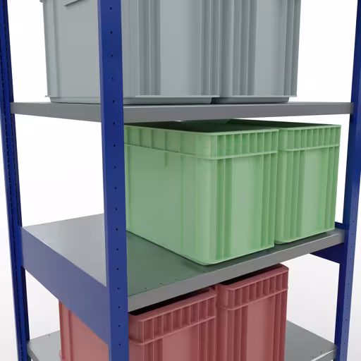 Figure n° 15 de l'article étagère de base, étagère, système enfichable MULTIplus330, 2500 x 1000 x 800 mm, 6 étagères, RAL 5010 bleu gentiane/galvanisé du groupe de produits système enfichable de Schulte Lagertechnik