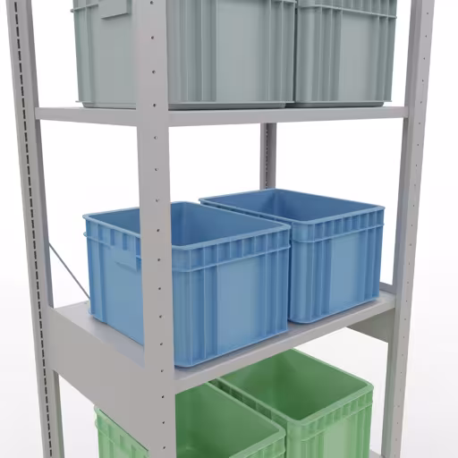 Étagère de base, étagère à étagères, système enfichable MULTIplus150, 2500 x 750 x 500 mm (HxLxP), 6 étagères, traverse, RAL 7035 gris clair avec le numéro d'article. 32651-75 Étagère de base, étagère, système enfichable MULTIplus150, 2500 x 750 x 500 mm, 6 étagères, traverse, gris clair RAL 7035 de Schulte Lagertechnik de la catégorie système enfichable