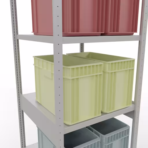 Produktbild Nr 12 des Artikels Grundregal, Fachbodenregal Stecksystem MULTIplus250, 3000 x 750 x 800 mm (HxBxT), 7 Fachböden, Längenriegel, RAL 7035 lichtgrau Abbildung Nr 12 des Artikels Grundregal, Fachbodenregal Stecksystem MULTIplus250, 3000 x 750 x 800 mm (HxBxT), 7 Fachböden, Längenriegel, RAL 7035 lichtgrau aus der Produktgruppe Stecksystem von der Marke Schulte Lagertechnik