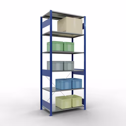 Immagine aggiuntiva dell'articolo Ripiano base, ripiano sistema a innesto MULTIplus150, 2500 x 1000 x 600 mm (AxLxP), 6 ripiani, traversa, RAL 5010/zincato dal ripiano base