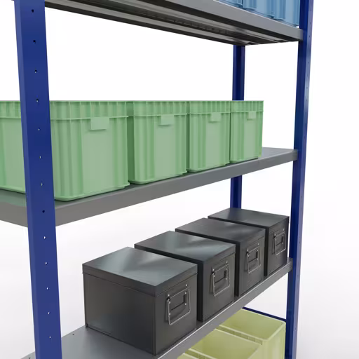 Figure n° 9 de l'article étagère de base, système d'étagères enfichables MULTIplus250, 2000 x 1300 x 300 mm, 5 étagères, RAL 5010 bleu gentiane/galvanisé du groupe de produits système enfichable de Schulte Lagertechnik