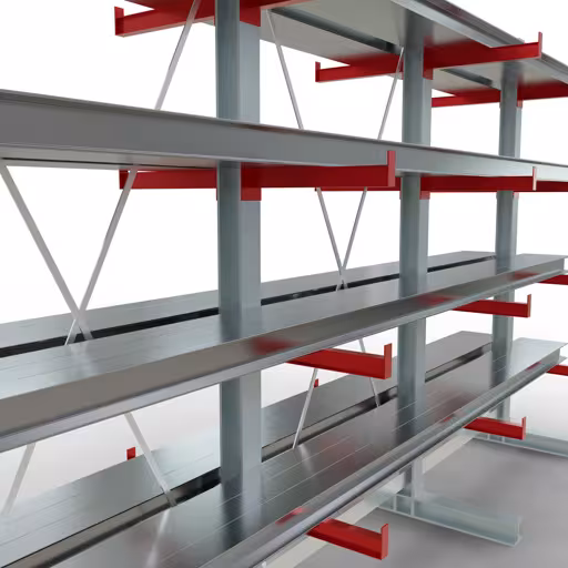 Scaffale completo K 3000, bifacciale, 2500 x 3900 x 500 mm, RAL 7001 / RAL 3000, 5 livelli di stoccaggio di Schulte Lagertechnik della categoria scaffalature cantilever