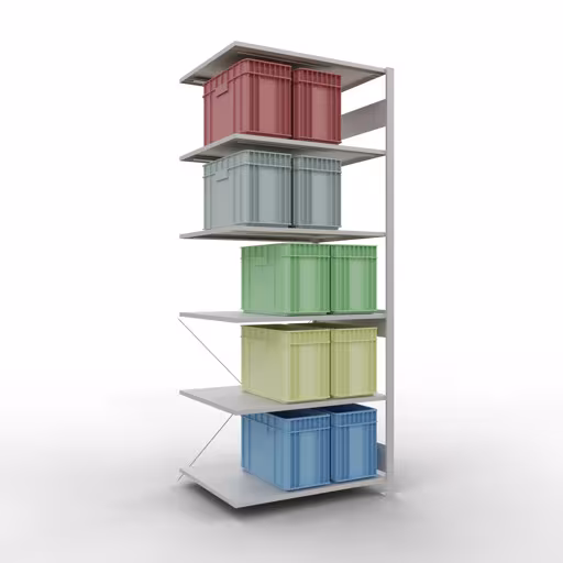 Image du produit n° 12 de l'article Rayonnage complémentaire, rayonnage à étagères, système enfichable MULTIplus150, 2500 x 1000 x 800 mm, 6 tablettes, traverse, RAL 7035 gris clair Figure n° 12 de l'article, Système enfichable pour étagères MULTIplus150, 2500 x 1000 x 800 mm, 6 étagères, RAL 7035 gris clair du groupe de produits Système enfichable de Schulte Lagertechnik