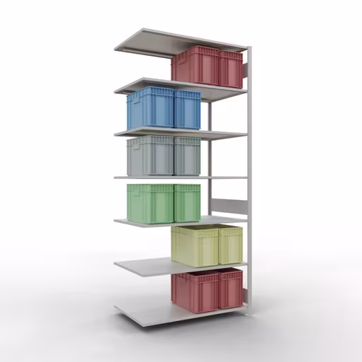 Image supplémentaire de l'article Tablette complémentaire, étagère, système enfichable MULTIplus150, 3000 x 1300 x 800 mm, 7 tablettes, RAL 7035 gris clair à partir de la tablette complémentaire