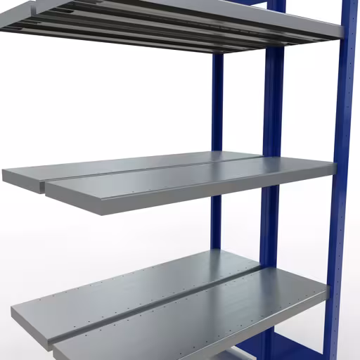 Scaffale aggiuntivo, scaffale doppio, sistema di scaffali MULTIplus250, 2000 x 1000 x (2x300) mm (AxLxP), 2x5 ripiani, barre longitudinali, RAL 5010 blu genziana di Schulte Lagertechnik con l'articolo n. 33235-B