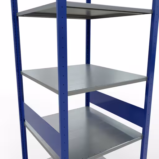 Scaffale base, scaffale, sistema a innesto MULTIplus150, 3000 x 750 x 800 mm (AxLxP), 7 ripiani, barre longitudinali, RAL 5010 blu genziana/zincato/zincato di Schulte Lagertechnik con l'articolo n. 12782-75-LR-B