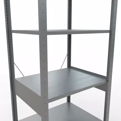 Une autre vue de l'article Etagère Basic, étagère à étagères, système enfichable MULTIplus150, 2500 x 750 x 600 mm, 6 étagères, traverse, galvanisée Une autre vue de l'article Etagère Basic, étagère système enfichable MULTIplus150, 2500 x 750 x 600 mm, 6 étagères, galvanisée de la catégorie système enfichable