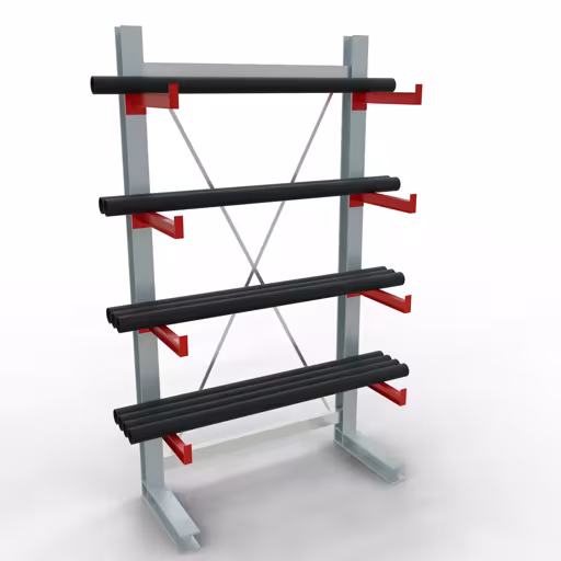 Figure n° 11 de l'article Rayonnage complet K 3000, unilatéral, 2500 x 1300 x 500 mm, RAL 7001 / RAL 3000, 5 niveaux de stockage du groupe de produits rayonnages cantilever de Schulte Lagertechnik