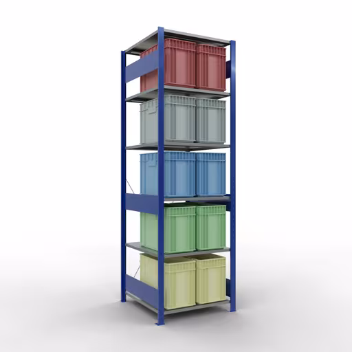 Étagère de base, étagère, système enfichable MULTIplus150, 2500 x 750 x 800 mm (HxLxP), 6 étagères, traverse, RAL 5010 bleu gentiane/galvanisé/galvanisé de la catégorie d'étagères de base avec le GTIN 4004514281340 Étagère de base, étagère, système enfichable MULTIplus150, 2500 x 750 x 800 mm, 6 étagères, traverse, RAL 5010 bleu gentiane/galvanisé/galvanisé de la marque Schulte Lagertechnik de la gamme de produits du système enfichable