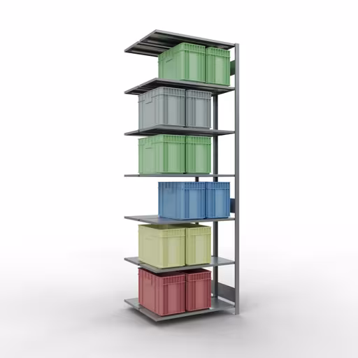 Figura n. 12 dell'articolo scaffale aggiuntivo, scaffale doppio, sistema a innesto per scaffali MULTIplus150, 3000 x 1000 x (2x400) mm (AxLxP), ripiani 2x7, barre longitudinali, zincato dal gruppo di prodotti scaffali della marca Schulte Lagertechnik