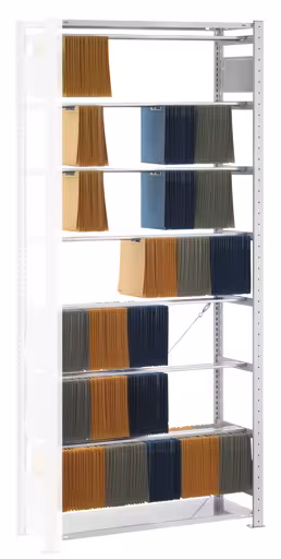 Scaffale aggiuntivo, ripiano per cucitrice a pendolo a innesto "Elba/Leitz", 2300 x 1000 x 350 mm (AxLxP), RAL 7035 grigio chiaro, 7 aste pendolari della marca Schulte Lagertechnik dal programma scaffali per ufficio