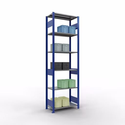 Étagère de base, étagère, système enfichable MULTIplus150, 2500 x 750 x 400 mm, 6 étagères, RAL 5010 bleu gentiane/galvanisé/galvanisé de la marque Schulte Lagertechnik de la gamme de produits du système enfichable