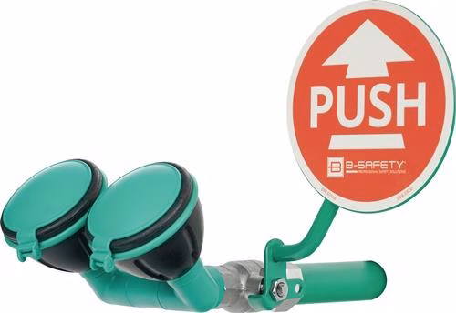 Stazione lavaocchi ClassicLine con due soffioni doccia, montaggio a parete a 45 gradi, raccordo filettato esterno da 3/4", B-SAFETY, della categoria stazioni lavaocchi e sistemi di risciacquo oculare, codice articolo 4000387006